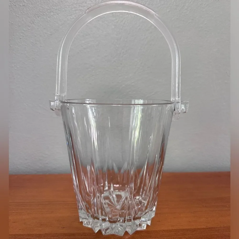 Glass Ice Bucket with Plastic Removable Handle